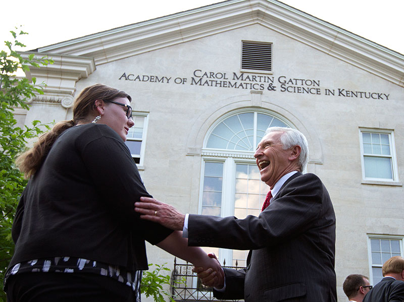 Gov. Beshear greets students after the ceremony.