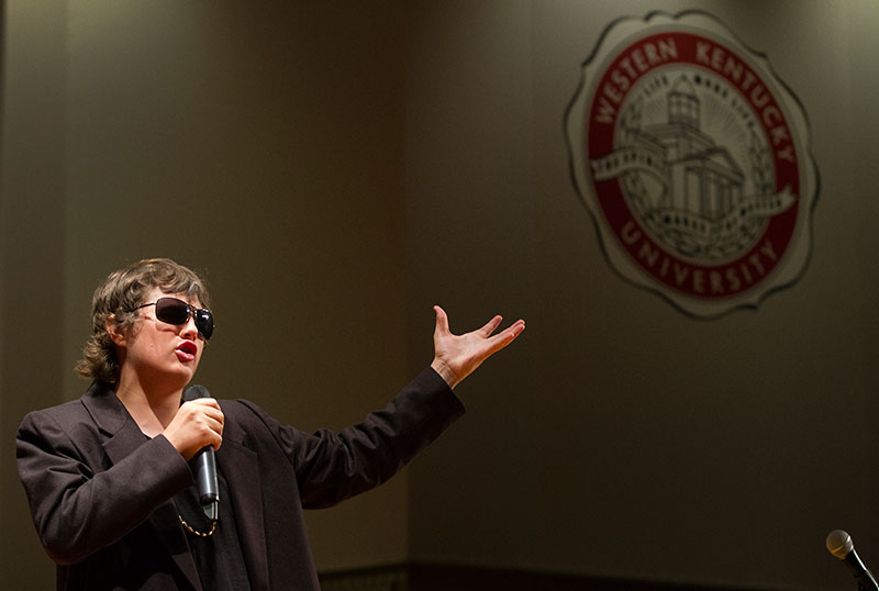 Zach Hanvey of Paris sings "Uptown Funk" during the SCATS Talent Show Wednesday, June 17. (Photo by Sam Oldenburg)