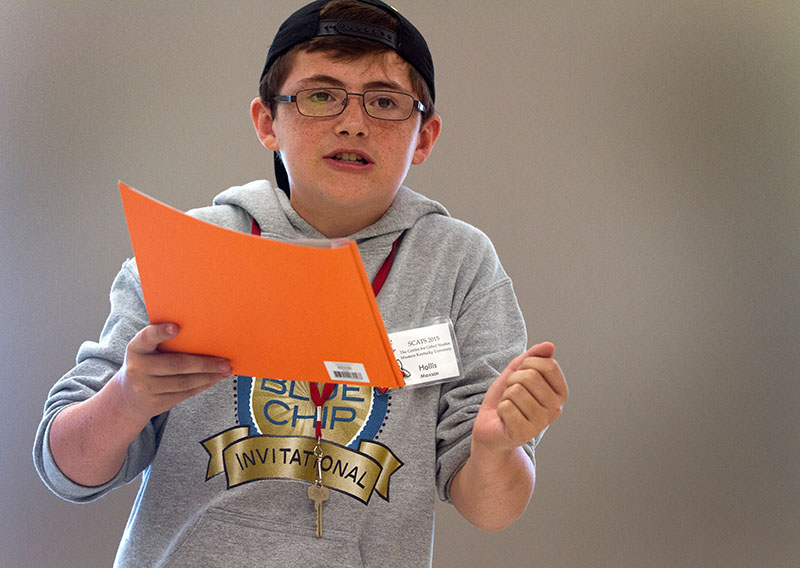 Hollis Maxson of Berea acts out a monologue during Acting Tuesday, June 9. (Photo by Sam Oldenburg)