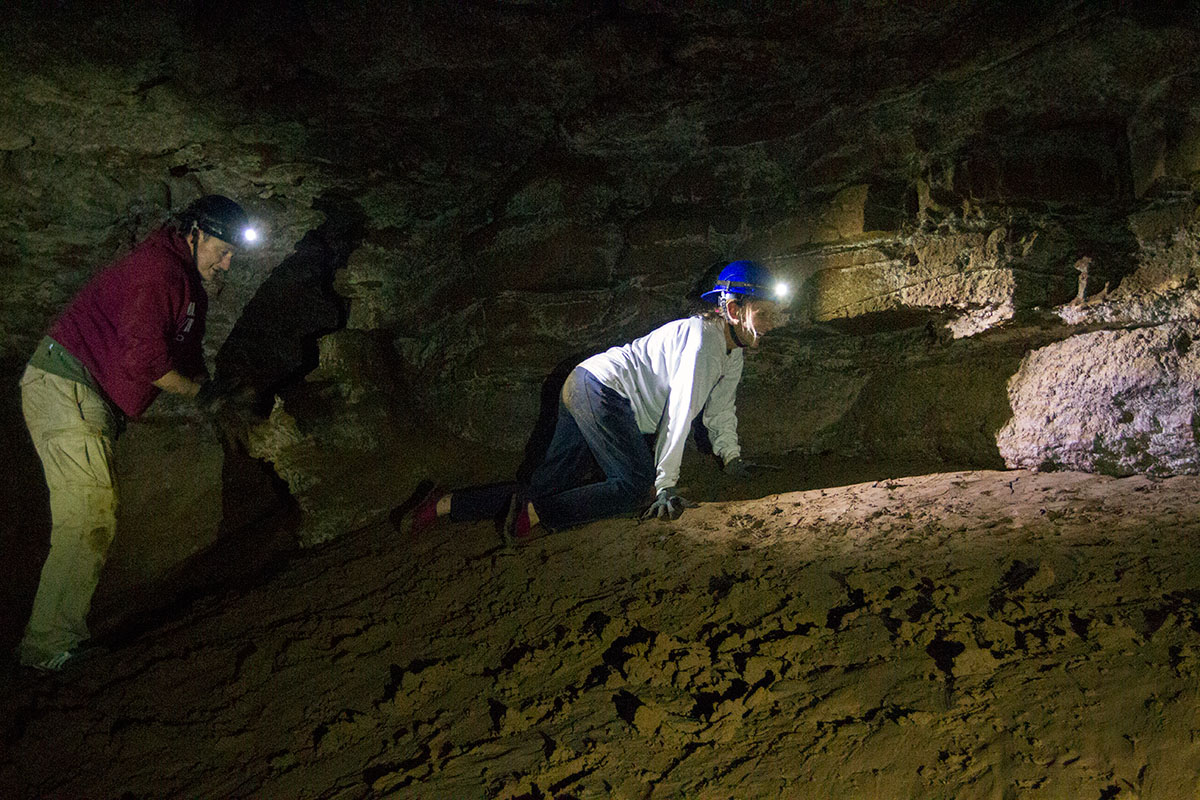 Advanced Placement Environmental Science teachers explore Hidden River Cave in Horse Cave Thursday, June 25, during the AP Summer Institute (Photo by Sam Oldenburg)