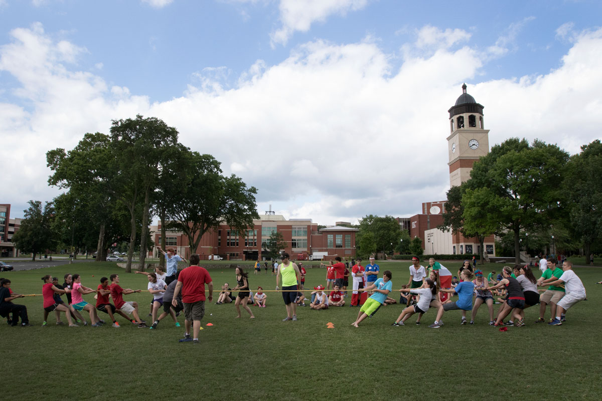 Albania (left) and Italy (right) face off in tug-of-war during VAMPY Olympics on South Lawn Saturday, June 27.  (Photo by Emilie Milcarek)