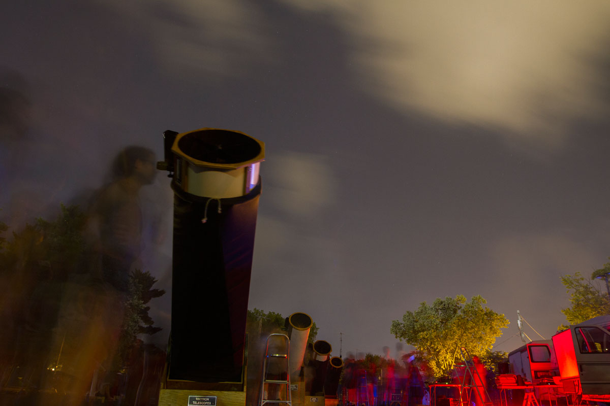 VAMPY campers look through telescopes during a stargazing party Monday, July 6. (Photo by Sam Oldenburg)