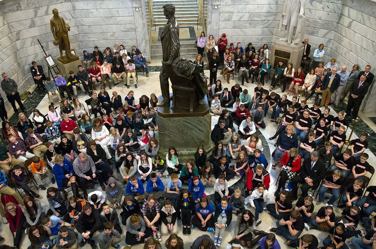 More than 200 gifted students, educators, parents, and gifted education advocates filled the Capitol rotunda for a ceremony celebrating Gifted Education Month in Kentucky February 3 in Frankfort.