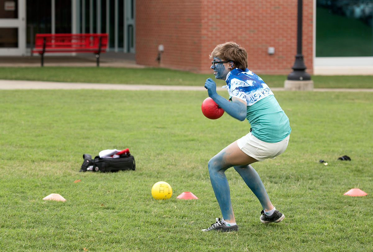 Catherine Lucier from Lexington competes in dodgeball as part of Team Atlantis during SCATS Olympics Saturday, June 18. (Photo by Tucker Allen Covey)