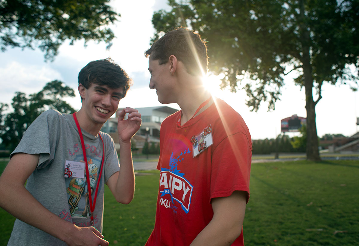 eter Guthrie (left) from Bowling Green and Coleman Reed from Berea participate in icebreaker games on the first night of VAMPY Sunday, June 26. (Photo by Tucker Allen Covey)