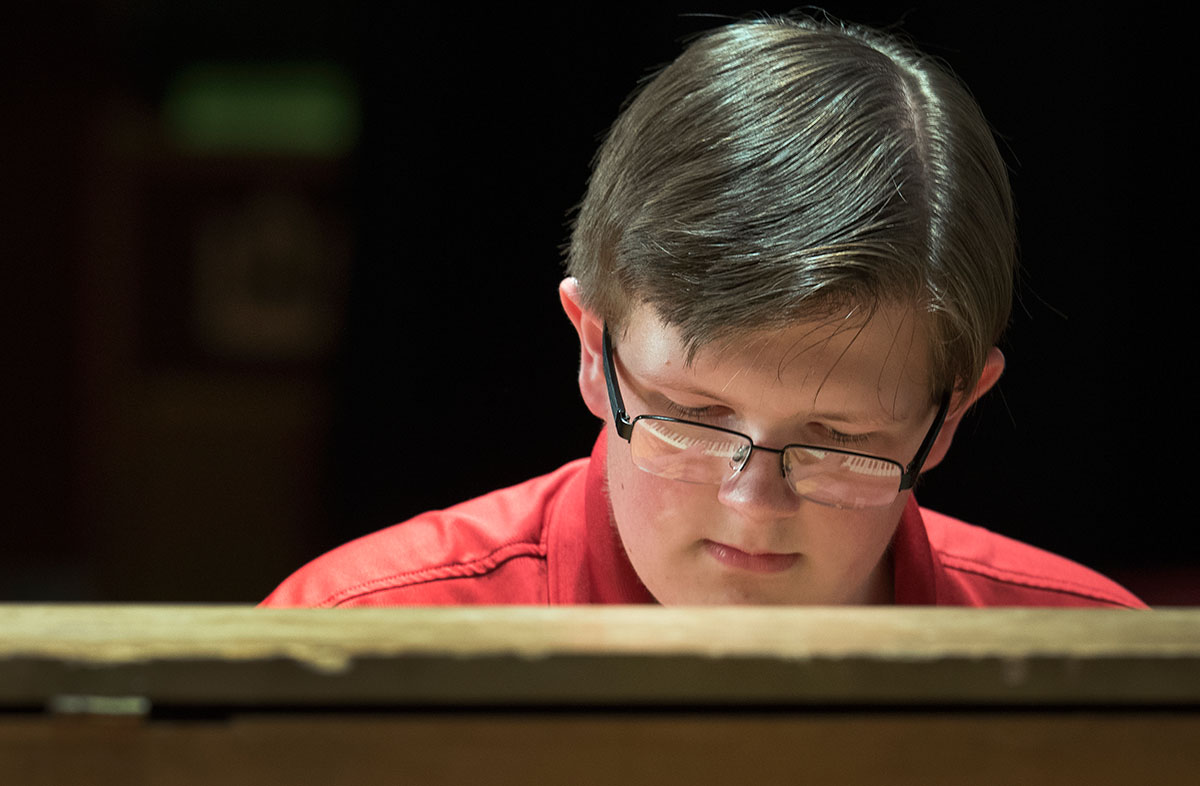 Erik Bishop from Baxter, Tenn., plays the piano during the VAMPY Talent Show Thursday, July 14. (Photo by Tucker Allen Covey)