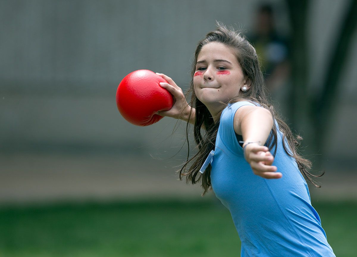 Sydney Wheeler from Scottsville prepares to throw a dodgeball dduring VAMPY Olympics Saturday, July 2. (Photo by Tucker Allen Covey)