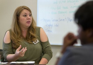 Shelby Fisher leads her class, From Mars to Mutations, in a discussion Monday, June 19. (Photo by Sam Oldenburg)