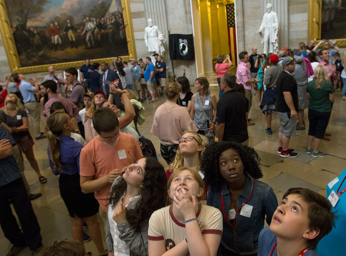 Presidential Politics students look around the rotunda of the United States Capitol during a field trip to Washington D.C. Thursday, July 6. (Photo by Sam Oldenburg)